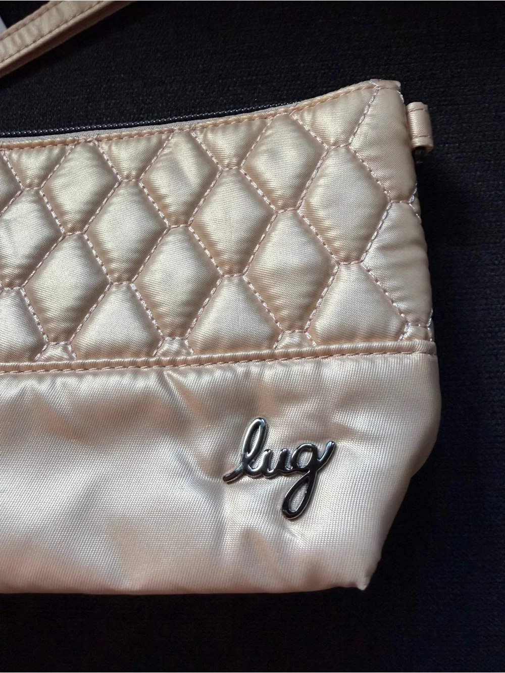 Lug Shiplap RFID Wristlet Pouch Bag Mini Purse – Metallic Rose Gold (Pink)